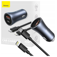 ładowarka samochodowa baseus golden contactor pro, usb + usb-c