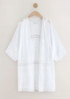 NEXT White Crochet Kimono S