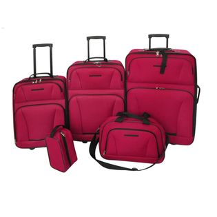 Zestaw walizek podróżnych, 5 elementów, kolor czerwony
