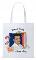Mateusz Morawiecki Pis Torba Eco Biała Shopper Z Nadrukiem Ze Zdjęciem
