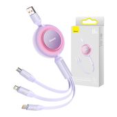Kabel USB 3w1 Baseus Bright Mirror 66W DO telefonu, laptopa, fioletowy