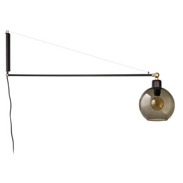 Kinkiet LAMPA ścienna CRANE 9374 Nowodvorski industrialna OPRAWA na wysięgniku szklana kula ball loft przydymiona zdjęcie 1