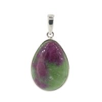 Zawieszka - Zoisyt z Rubinem łza w srebrze