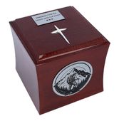 Urna kremacyjna z górami Artystyczna drewniana urna