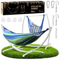 Stelaż na hamak biały 2w1 + hamak + krzesło brazylijskie