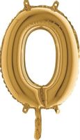 Balon foliowy cyfra "0" złoty, 36 cm