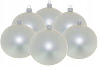 Bombki choinkowe szklane BIAŁY MAT perłowy 8 cm super efekt srebrzysty