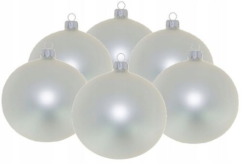 Bombki choinkowe szklane BIAŁY MAT perłowy 8 cm super efekt srebrzysty na Arena.pl