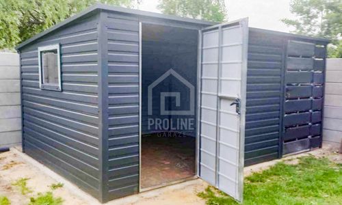 Schowek Domek Ogrodowy 4x2,5 + Wiata 1,5m 2x Drzwi Okno spad w tył PLG155 na Arena.pl