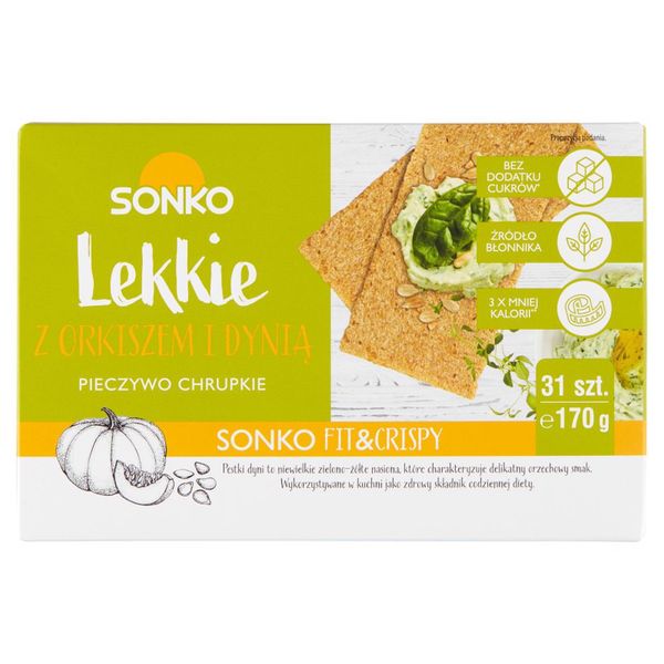 Sonko Pieczywo chrupkie Lekkie z orkiszem i dynią 170 g (31 sztuk) zdjęcie 1