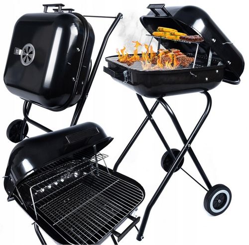 GRILL Węglowy na brykiet Ogrodowy PRZENOŚNY turystyczny WÓZEK POKRYWA na Arena.pl
