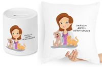 Dla Weterynarza Zestaw Poduszka + Skarbonka Z Nadrukiem Ze Zdjęciem