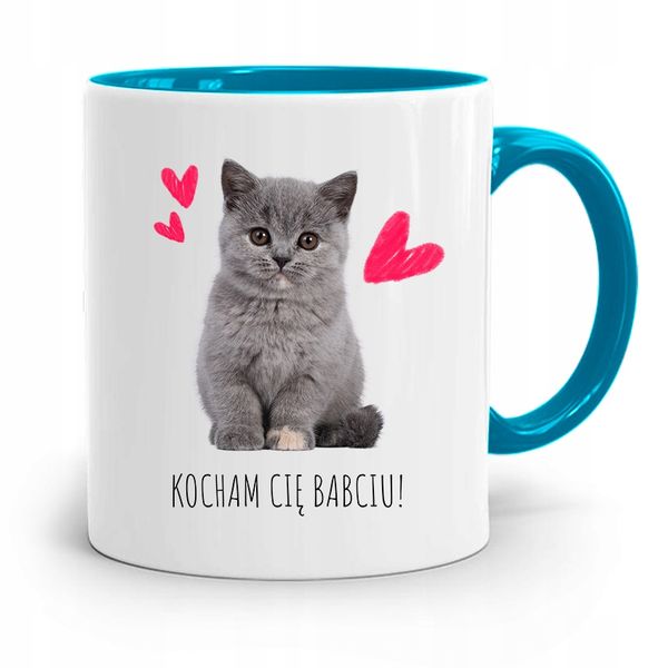 Kubek Błękitny Dzień Babci Kocham Cię Babciu Z Nadrukiem Ze Zdjęciem zdjęcie 1