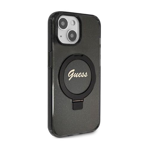 Guess Ring Stand Script Glitter MagSafe - Etui iPhone 15 (czarny) na Arena.pl