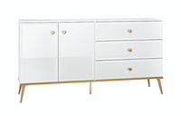 Komoda Duża 2- Drzwiowa z Szufladami 2D3SZ 160 cm Biały Połysk GILDEN ML
