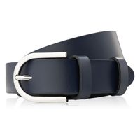 pasek damski skórzany granatowy 90 cm ze srebrną klamrą paolo peruzzi