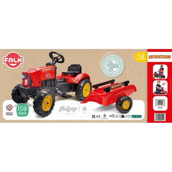 FALK Traktorek Red Supercharger Czerwony Otwierana Maska Od 2 Lat zdjęcie 10