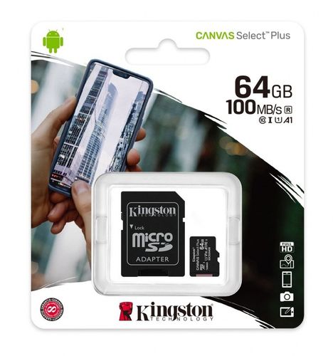 Kingston Karta Pamięci MicroSD 64GB Canvas Select Plus 100MB/s Adapter na Arena.pl