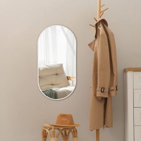 Lustro Elipsa 75x40cm białe ścienne owalne łazienkowe do salonu sypialni loftowe Industrialne minimalistyczne zdjęcie 4