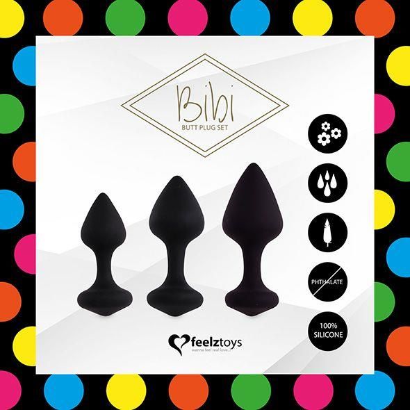 Feelztoys - Bibi Butt Plug Set 3 Pcs Black zdjęcie 3