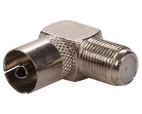 Gniazdo antenowe telewizyjne RF na wtyk F kątowe, metal