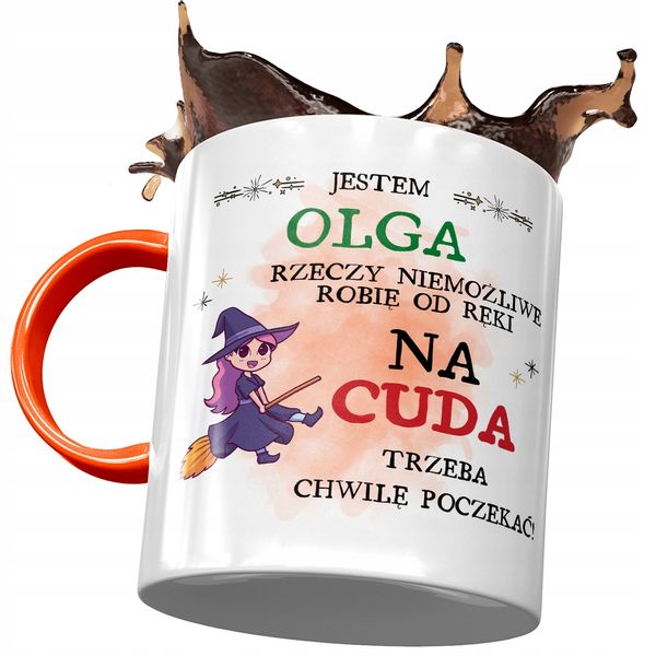Kubek Pomarańczowy Dla Olgi Koleżanki Żony Prezent Z Nadrukiem Ze Zdjęciem zdjęcie 1