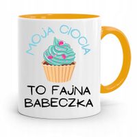 Kubek Żółty Prezent Dla Cioci Fajna Babeczka Z Nadrukiem Ze Zdjęciem