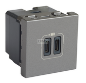 MOSAIC - Ładowarka USB 2400 mA Typ-C+C 3A Aluminium Legrand 079390