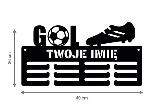 Wieszak na medale GOL twoje imię dowolny tekst 119.3 na Arena.pl