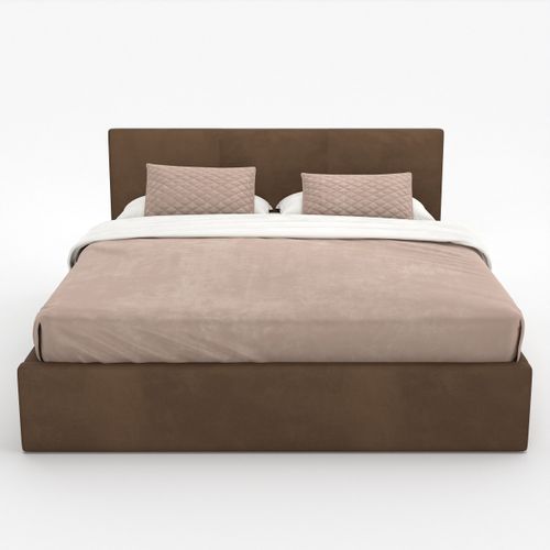 ŁÓŻKO TAPICEROWANE DO SYPIALNI 120x200 ŁÓŻKO PODWÓJNE Z POJEMNIKIEM BRĄZOWE na Arena.pl
