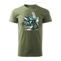 Koszulka motocyklowa z motocyklem Triumph Tiger 660 męska khaki REGULAR M