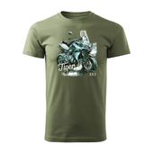 Koszulka motocyklowa z motocyklem Triumph Tiger 660 męska khaki REGULAR L