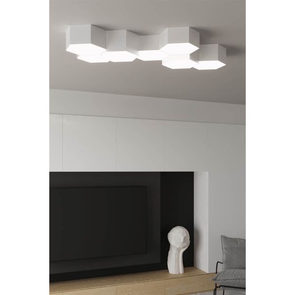 Biała lampa natynkowa SL.1057 nowoczesna do salonu heksagon zdjęcie 3