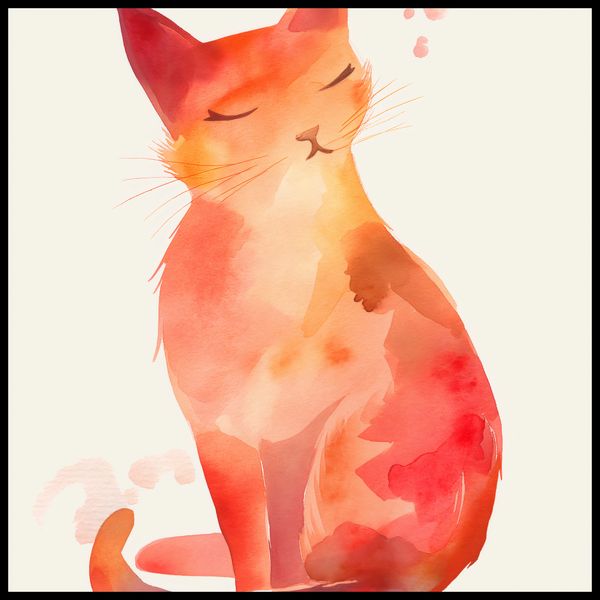 Plakat 70x70cm Akwarelowy Kot zdjęcie 2