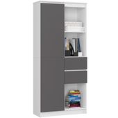 Regał biurowy R 80 cm CLP R15 - biały-grafit szary
