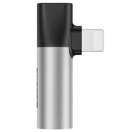 Adapter Audio Baseus L43 Lightning do Mini Jack 3.5mm + Lightning (srebrny) na Arena.pl