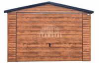 GARAŻ BLASZANY 4m x 5m dwuspad - Brama uchylna - jasny orzech TS233 4x5