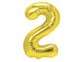 Balon foliowy „cyfra 2”, złota, 40 cm [balon na powietrze]
