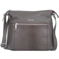 VEZZE torebka skórzana listonoszka kroko z paskiem V022 ciepła szara