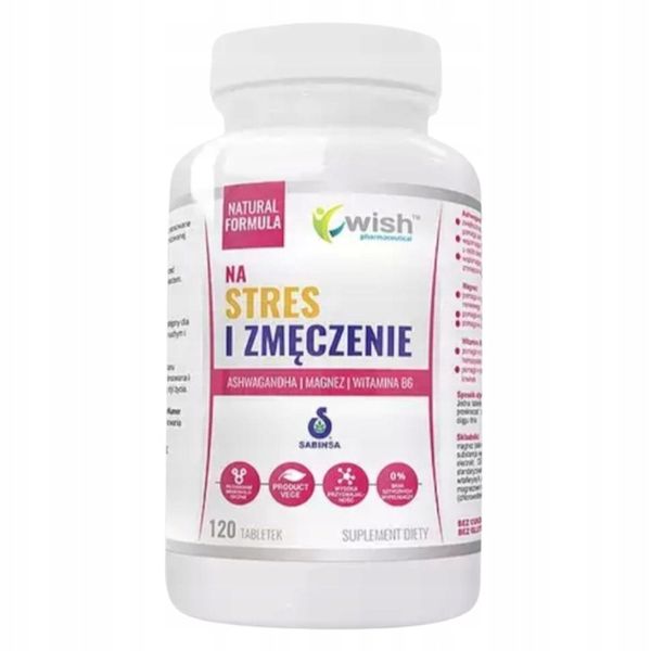 WISH STRES I ZMĘCZENIE 120tabl MAGNEZ ASHWAGANDHA WITAMINA B6 STAWY KOŚCI zdjęcie 1