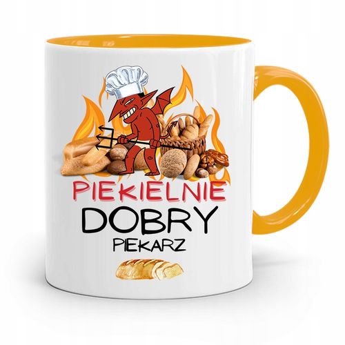 Kubek Żółty Dla Piekarza Piekielnie Dobry Piekarz Z Nadrukiem Ze Zdjęciem na Arena.pl