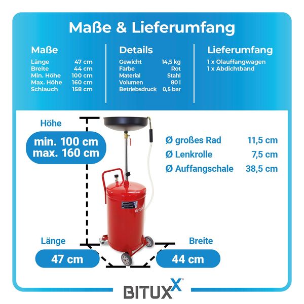 19650Mobilna czerwona zlewarka do oleju warsztatowa pojemnik 80litrów zdjęcie 2