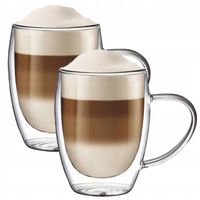 Szklanki do kawy latte 2 szt TERMICZNE kubki z podwójnym dnem 350 ml