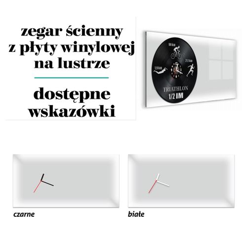 Zegar Ścienny z płyty winylowej na lustrze TRIATHLON-1 41 wzorów 59x29 cm na Arena.pl