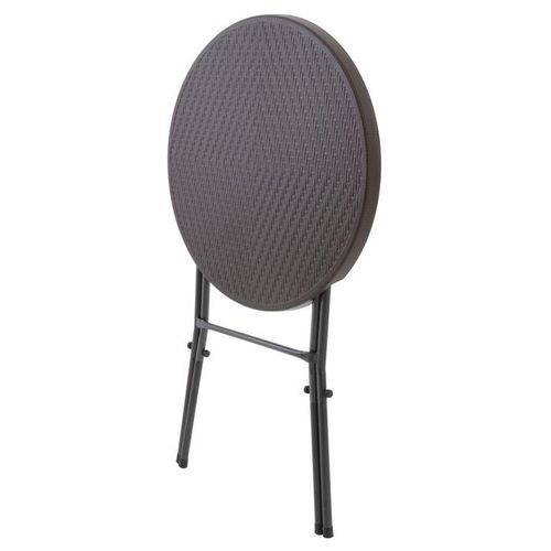 Ogrodowy barowy stół okrągły z ratanowym wzorem 110 cm - brązowy na Arena.pl