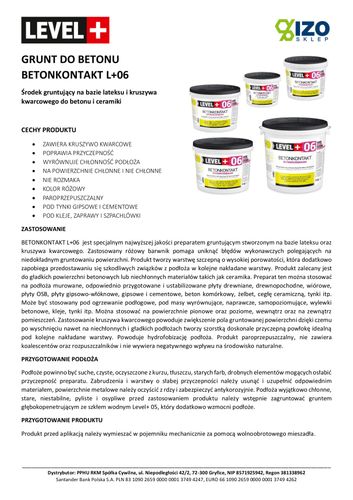 Grunt Betonkontakt 60kg Pod Tynki Level+06 na Arena.pl