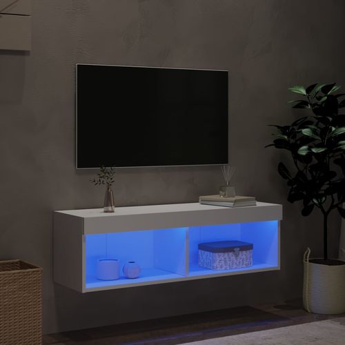 Szafka TV z oświetleniem LED, biała, 100x30x30 cm na Arena.pl