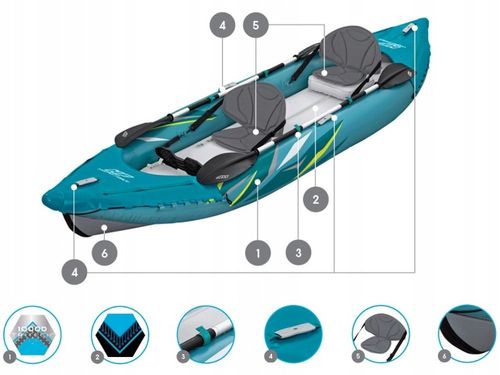 Kajak Dmuchany 2 os. Elite Bestway 65167 Pompka Wiosła Torba MODEL 2024 na Arena.pl
