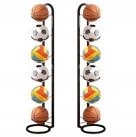 Stojak na 6 piłek półka organizer przechowywanie piłek pionowy czarny