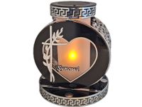 SYN SYNOWI SOLAR FOTOWOLTAICZNY ZNICZ LAMPION VIP KOŁO SREBRNO-BIA